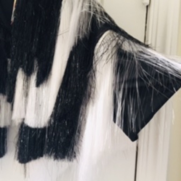 Fringe +Co Black And White Tinsel Jacket - Picture 8 of 12